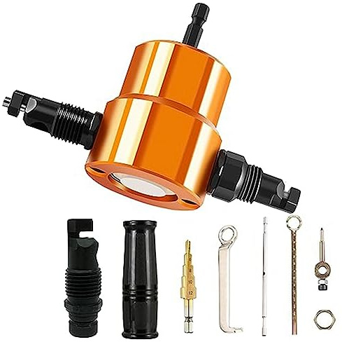 ISTOVO Rodidatrice per Lamiera A Doppia Testa con Attacco per Trapano In Metallo con Punzone Extra Adatto per Curve Diritte e Tagli Circolari