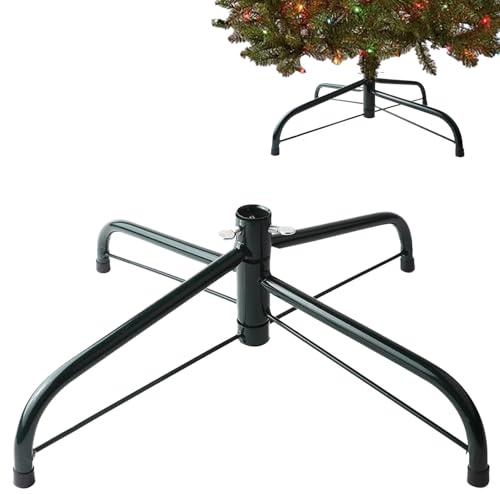 FSAIUIS 16 Inch Folding Metal Christmas Tree Stand, Green Universal Replacement Xmas Tree Stand Base for Christmas Artificial Tree