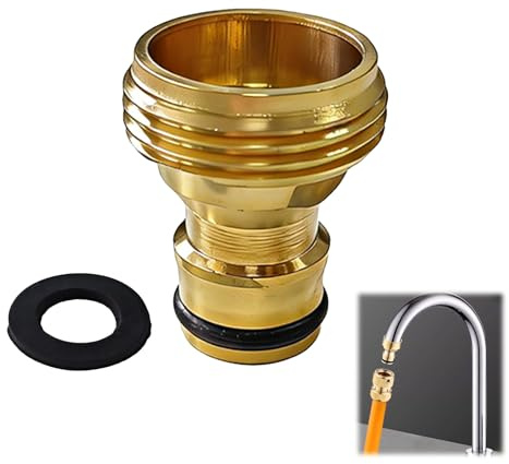 Adaptador grifo manguera con rosca exterior de 3/4 y conector macho para manguera grifo - Resistente y Duradero, para Jardín y Hogar (Compatible con Sistema de Acoplamiento Gardena)