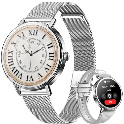Blackview Smartwatch Mujer- Llamadas Bluetooth y Whatsapp Notificación, 1.26Reloj Inteligente Mujer- SpO2/Pulsómetro/Monitor de Sueño, Pulsera Actividad- 100+ Modos Deportivos, Reloj para Android iOS