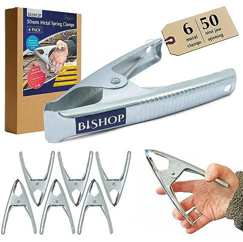 Bishop 50mm Métal Marché Stand Ressort Serre-Joint Pinces Pour Serrage Bâches Camping Menuiserie DIY - QTY: 6