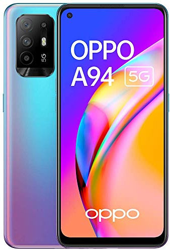 OPPO A94 - Smartphone 5G Débloqué - Téléphone Portable 5G - 128 Go de Stockage 8 Go de RAM - Écran AMOLED - Quadruple Capteur Photo 48 MP - Vidéo Ultra Nuit et HDR - Charge Rapide - Bleu [version FR]