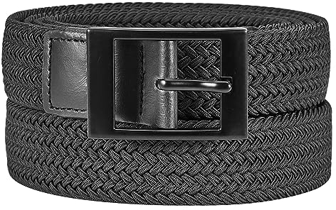 Bluecton Übergröße Gürtel stretchgürtel elastischer flechtgürtel geflochtener herren damen Gürtel Groß und hoch Schwarz Business Schnalle Größe 120cm