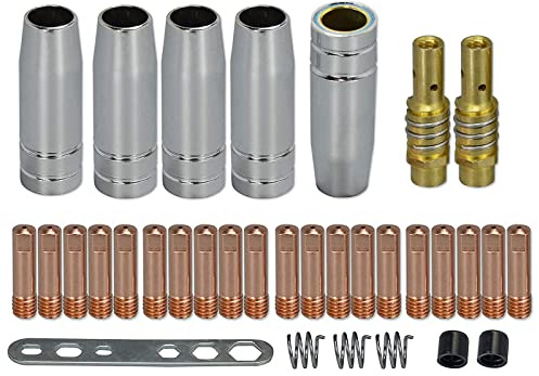 RIVERWELD MB15 15AK Kontaktspets M6 0,8 mm & 0,9 mm & Tips Holder Diffuser & Shield Cup & For Mig Welding Torch 33 st