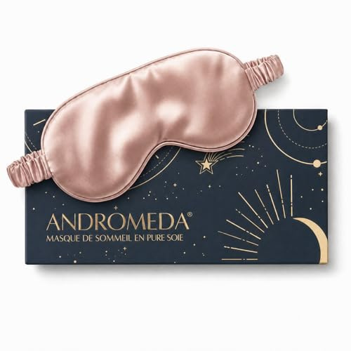 Andromeda Máscara de sueño 100% seda natural orgánica | Diadema de noche opaca para proteger los ojos de la luz | Ojos para dormir en viaje | Regalo para mujer y hombre | Oro rosa