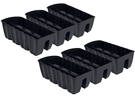 PAFEN 6X Blumenkasten Hängetopf - 58,5 x 28,5 x 20,5cm -Blumentopf Pflanztopf Balkontopf Geländertopf Geländerkasten, Anthrazit