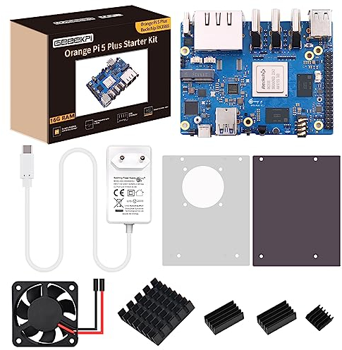 GeeekPi Orange Pi 5 Plus 16GB LPDDR4/4x Rockchip RK3588 8-Core 64-Bit Single Board Computer with eMMC Socket,OPi 5 Plus Gehäuse,Official Orange Pi 5V 4A Netzteil,40mm Lüfter für Orange Pi 5 Plus