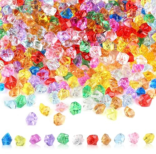 500 Stück Edelsteine für Kinder Hübsche Glassteine Bunt Muggelsteine Edelsteine Deko Acryl Diamanten Juwel Dekosteine für Vasen Hochzeit Aquarium Deko Glasnuggets zum Basteln Deko Spielsteine 6 x 9mm