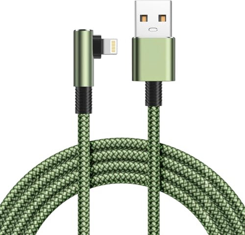 Cavo iPhone, 90° Angolo Retto Cavo Ricarica iPhone USB 2M Cavi Lightning Certificato MFi Nylon Caricatore Filo Ricarica Rapida Cavetto per iPhone 14 13 12 11 Pro Max XS XR X 8 7 6 Plus iPad Airpods