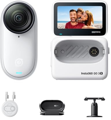 Insta360 GO 3S Blanc Arctique (64GB) - Petite caméra de vlog 4K, POV Mains Libres, Montage Partout, stabilisation, 140 Min d'autonomie, étanche à 10 m, édition IA, pour Voyage, vlog