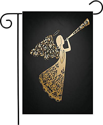 Bandera Símbolo Hermoso Ángel Trompeta Nacido Signo De Nacimiento Silueta Ornamental Concepto Ala Nimbo Vacaciones Resistente A La Intemperie Bandera De Brisa, Para Exterior, Balcón, 30x45cm