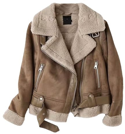 Chaqueta de cuero de gran tamaño para mujer, chaquetas invierno con cremallera, mangas largas, chaquetas cuero sintético moda, abrigo elegante