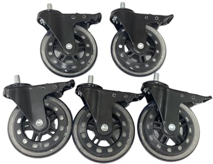 5 st 4 tums PU-ishjul med broms - universal M10-skruvrulle for sparkcykel-inlines tysta hjul