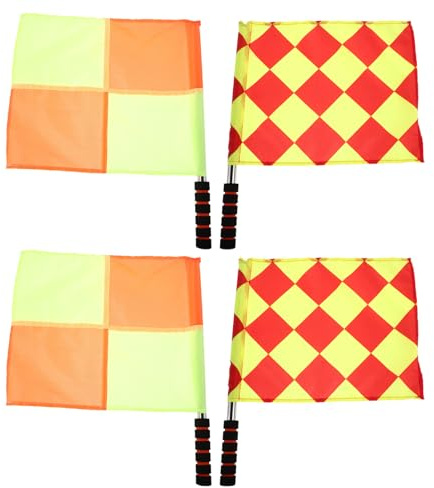 JOINPAYA Banderas de Juez de Línea para Árbitro de Fútbol 4 Piezas con Patrón Cuadros Pequeño y Grande Señales Portátiles para Atletismo Rugby y Deportes Escolares Agarre Cómodo con