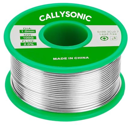 Soldadura de estaño 1 mm, 100 g, estaño con fundente, Sn99.3/Cu0.7, alambre de soldadura sin plomo con núcleo de resina para soldadura eléctrica, reparación de bricolaje (1 mm, 100 g)