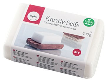 Rayher 34229000 Base de savon à mouler, glycérine, opaque, inodore, 1 bloc de 600g, selon les directives cosmétiques, testé dermatologiquement, pH neutre, végan, pour art créatif