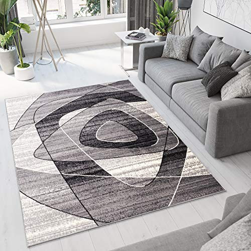 TAPISO Dream Teppich Modern Wohnzimmer Kurzflor Grau Creme Schwarz Meliert Streifen Schlafzimmer Esszimmer Küche Flur ÖKOTEX 300 x 400 cm