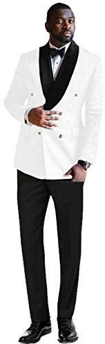 UMISS Uomo Completo Pantaloni Giacca Smoking Doppio Petto Abito 2 Pezzi Jacquard