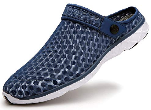 Eagsouni Mens Womens Breathable Mesh Slippers Beach Sandals Garden Clogs Hollow Out Outdoor Sports Casual Summer Shoes Flip Flops, 9 UK, E Deep Blue