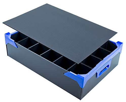 Caterbox Home Moving Storage Box for Small Glassware with Lid and Protective Dividers | 24 Sections for Tumblers, Half Pint and other Stemless Glassware | MAX Glass Size: H120mm x W78mm