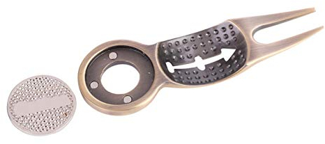Yosoo Reparaturwerkzeug für Golf-Divot, Pitch Golf, Werkzeug für Golfschläger, Multifunktions-Divot für Golfballmarker, aus Aluminiumlegierung, Golfplatz-Reparatur