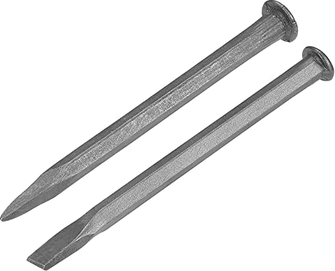 sourcing map Cincel de mampostería para roca de 9.8 pulgadas plano + puntiagudo, acero al carbono medio para tallar piedra, romper hormigón, 1 juego