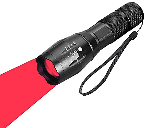 KUPRO Red Light LED Torch Powerful 1000 Lumens Hunting Tactical Flashlight Zoomable Waterproof Torches 1 Mode for Night Vision Astronomy Fishing Aviation