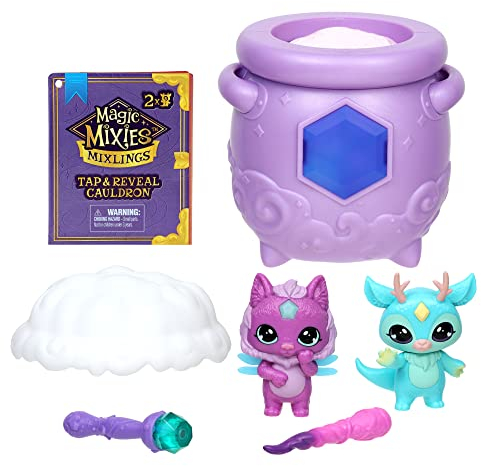 Magic Mixies Mixlings – magischer Kessel mit Antippen und Enthüllen-Funktion, Doppelpack bestehend aus einem Kessel, 2 Zauberstäben und 2 Mixlingsfiguren, Design kann variieren