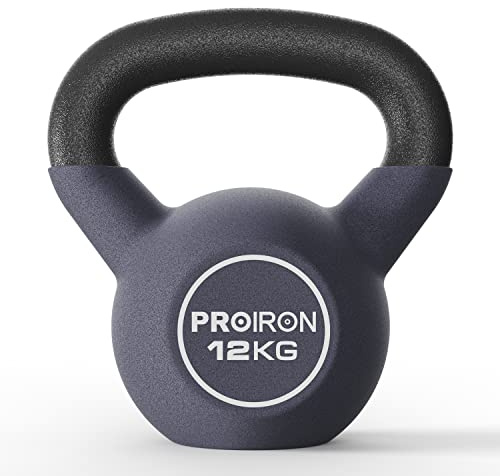PROIRON kettlebell 12kg, Neoprene Coated 12kg Kettlebell Cast Iron Weight Lifting Strength Training Cardio Fitness Home Gym