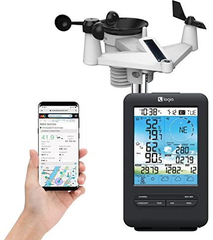 Logia 18-in-1 Wireless Weather Station with 7-in-1 Solar Sensor Array & 4-Day Forecast, Wi-Fi & Large Color Display, Wind Speed/Direction, Rainfall, UV Index, Light Intensity, Temperature & Humidity