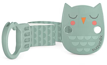 Suavinex Bonhomia Premium Baby Pacifier Clip with Ribbon, Stylish Binky Clips with Double Sided Design, Baby Accessories, Baby Essentials (0mo+), Mint