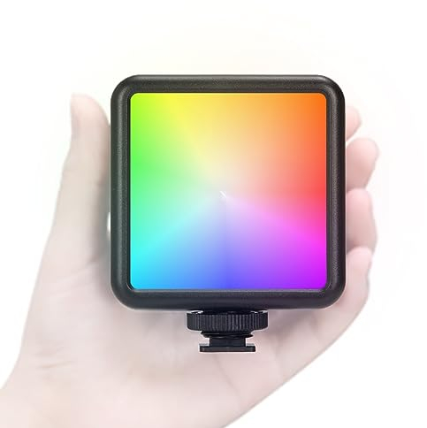 TARION RGB Camera Video Light: LED Vlog Lighting Full Color Dimmable 2500-7000K Bright On-Camera Light 1800mAh Rechargeable with 3 Cold Shoe Light Attachment for Photography DSLR Camera Gopro RPL-01