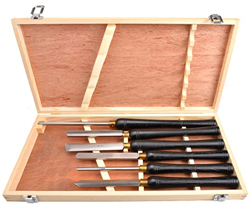 Ensemble De Burin À Tour 6Pcs,Ciseaux À Bois,Outils De Tournage Coffret, Jeu De Burins De Tour À Bois Antirouille Pour Les Professionnels Ou Les Amateurs De Sculpture Sur Bois