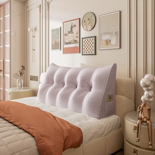 Johnear Keilkissen Lesekissen für Bett und Sofa Lehnenkissen Hellrosa Kissen 140cm, Rückenkissen Kopfteil Bett Rückenlehne Großes Dreieckiges Lendenkissen