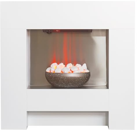 Adam Cubist - Camino elettrico Suite, 92 cm, colore: Bianco