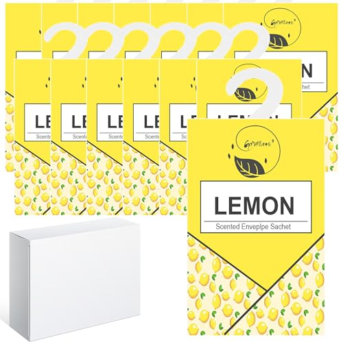 14pcs Profuma Armadio Vestiti, Profumatore Auto, Profumatori Armadio e Cassetti, Profumo Aromi Sacchetti Lavanda Profumati per Armadio Cassetti Armadietti, Scarpiera Deodorante Armadio… (limone)