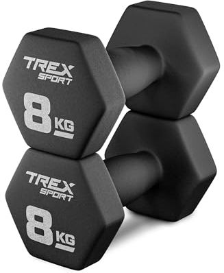 TREX SPORT Neopren Hanteln Set | Kurzhanteln 2er Set 4kg-20kg | Hanteln Frauen & Männer Set (2 x 8 kg)