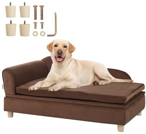 VEVOR Haustiersofa, Hundecouch für große Hunde und Katzen, weiches, samtiges Hundesofabett, 50 kg belastbares Katzensofa, Hundebett Haustierbett Dunkelbraun