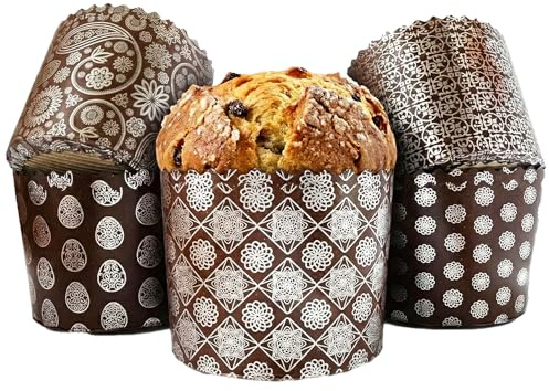 12oz Medium Panettone Paper Mold – 12 Pack, 3.14×4.33″ (8cm×11cm) Set Kulich Molds – Set Round Paper Baking Forms – Paper Panettone Pans for Easter Bread – Disposable Bakeware Forms