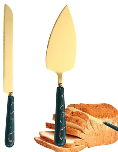 Taglierina per torte e torta, in acciaio inox, set di taglio per torte nuziali, con manico in ceramica, strumento per tagliare torte nuziali, dolci, torte, tagliapizza per compleanno,