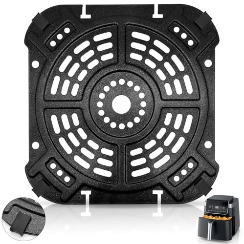 GWYXC Air Fryer Grill Pan for Ninja AF180UK AF180UKCP Air Fryer Pro XL 6-in-1 6.2L, 8.5''×8.0'' Air Fryer Accessories Tray Grill Plate Crisper Plate Replacement Parts Tray Rack with Rubber Bumpers