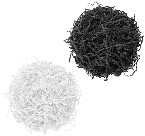 CVDYWDJIE Tiras De Papel De 200 G, Materiales De Embalaje De Regalo, Relleno De Cajas De Regalo, Protector De Regalo (Blanco, Negro)