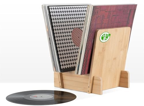 Stagecaptain LPSB-40 Bambus LP-Ständer Regal - Aufbewahrungs-Box für Vinyl-Schallplatten und mehr - Plattenständer für bis zu 40 LP's - Robuste Halterung, feuchtigkeitsresistent - Natur