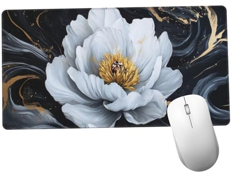 Negro Alfombrilla Ratón 1400x600x3mm Alfombrilla Raton XXL Grande con Base de Goma Antideslizante, Lavable, Accesorios Gaming Flor, Ordenador Gamer Regalos, Mouse Pad Gaming Mejora La Velocida Y1428