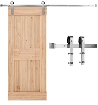 VEVOR Kit Ferramenta per Porta Scorrevole da Fienile 2011 mm, Capacità 150 kg, Compatibile con Larghezza 914-1016 mm e Spessore 34,9-44,45 mm, Binario Resistente Rullo a Forma J, Argento