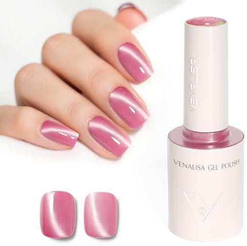 Venalisa Gel Nail Polish 10ml Pink Cat Eye Stylish Round Bottle with Top Label Showing Color and Number UV Gel Polish for Stunning Nail Art Design 5010