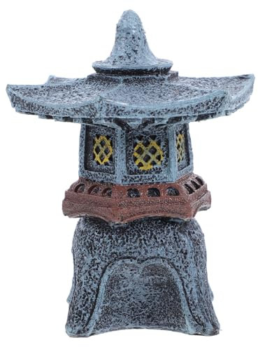 HOMOCONO 1pieza Estatua De Pagoda Lantern De Jardín Resina para Decoración De Miniatura Asiática para Patio y Acuarios Adorno Retro De Jardín