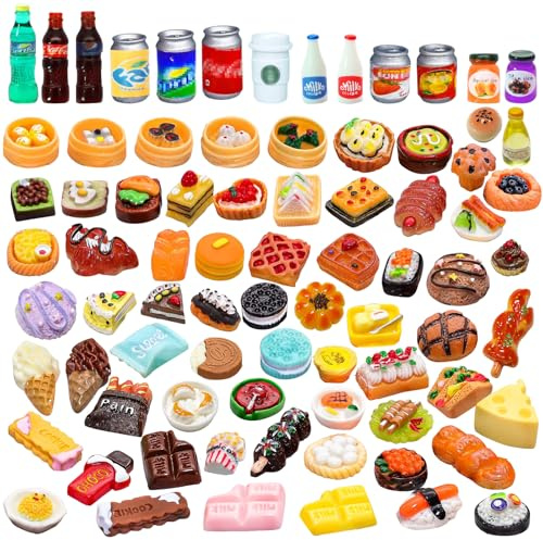 Comida y Bebida en Miniatura, Comida Miniatura 1/12, Juego de Alimentos en Miniatura, Mini Modelos de Alimentos y Bebidas Cocina en Miniatura Set, Accesorios para Casa de Muñecas Miniaturas