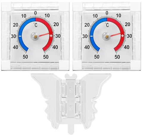 DUINIU 2 Pz Termometro per Porte E Finestre E 1 Pz Serratura di Sicurezza per Porte E Finestre, Puntatore Quadrato Contatore di Freddo E Calore, Adatto per Scene Interne Ed Esterne.