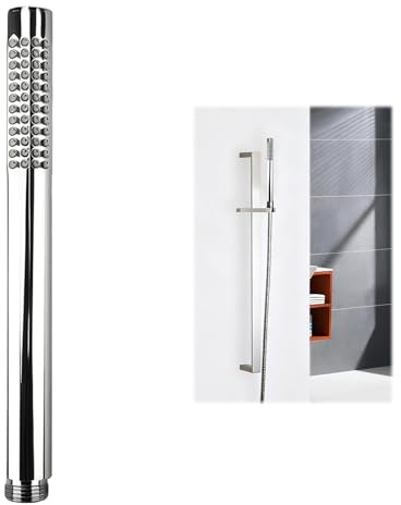 Stainless Steel Handheld Shower Head with 48 Rubber Nozzles, High Pressure 304 Stainless Steel Showerhead for Enhanced Spray, Water Saving Single Function Shower Head with Standard G1/2 (Chrome)